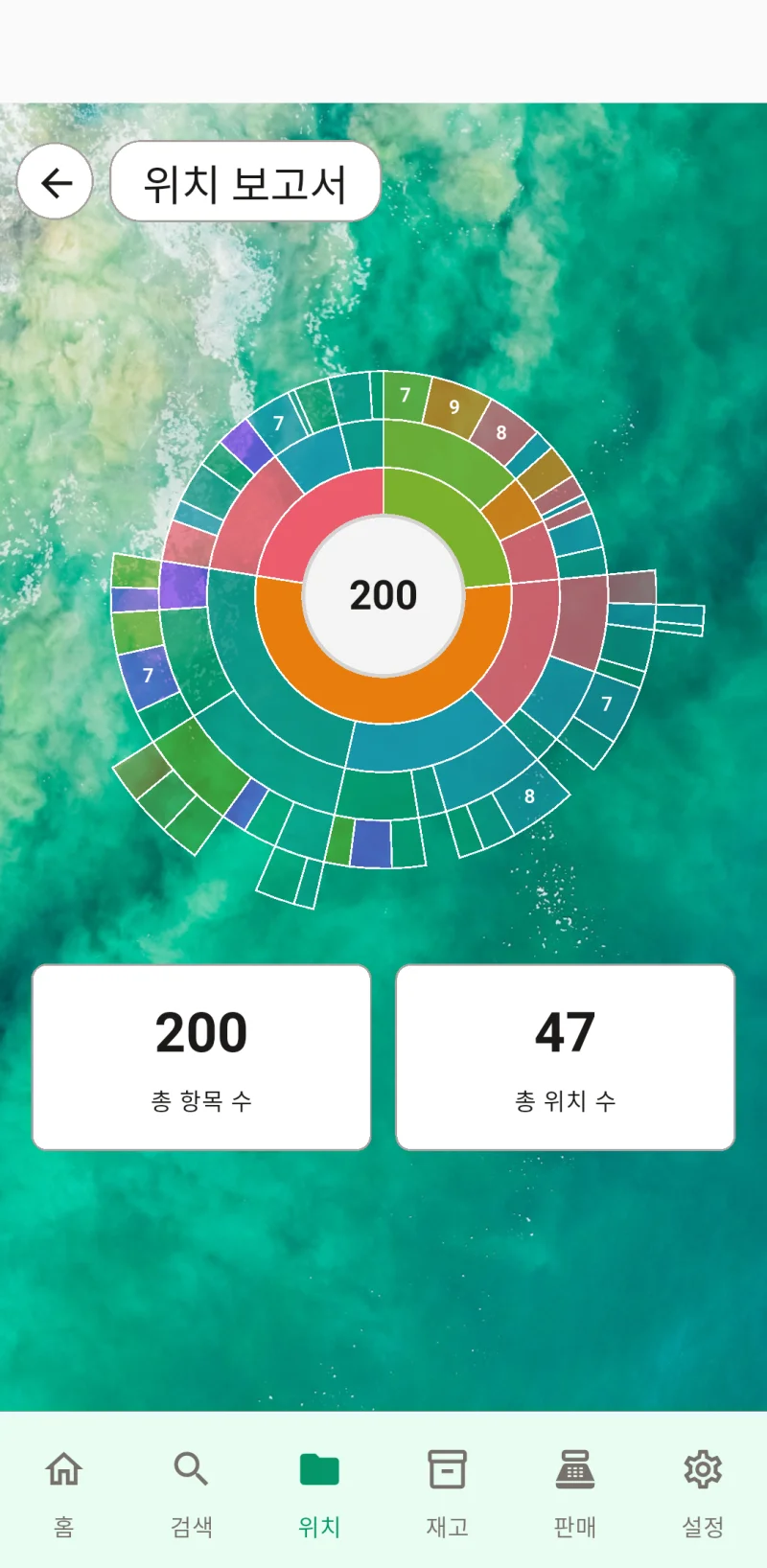 위치 보고서 선버스트 차트